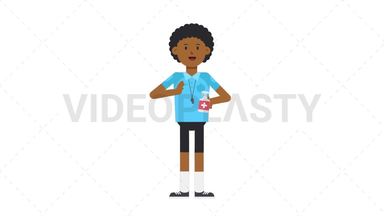 Black Male EU Referee Using Disinfectant Spray Stock Animation
