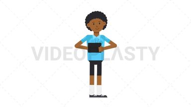 Black Male EU Referee Using Tablet Happy Stock Animation