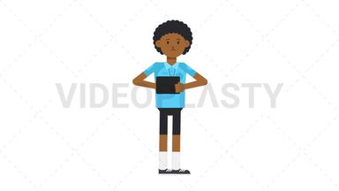 Black Male EU Referee Using Tablet Sad Stock Animation