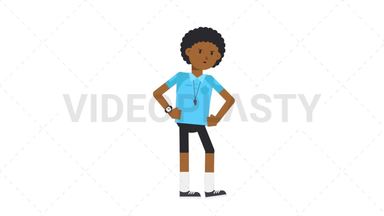 Black Male EU Referee Waiting Stock Animation