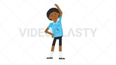 Black Male EU Referee Warmup Exercise Stock Animation
