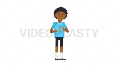 Black Male EU Referee Washing Hands Stock Animation