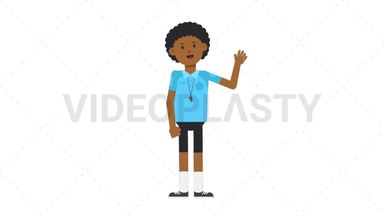 Black Male EU Referee Waving Stock Animation