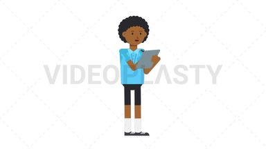 Black Male EU Referee Writing on Clipboard Stock Animation