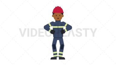 Black Male Firefighter Angry Stock Animation