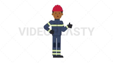 Black Male Firefighter Approve Stock Animation