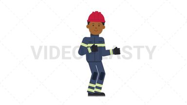 Black Male Firefighter Dancing Stock Animation