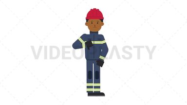Black Male Firefighter Disapprove Stock Animation