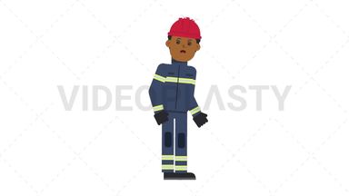 Black Male Firefighter Dizzy Stock Animation