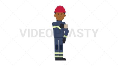 Black Male Firefighter Drinking Coffee Stock Animation