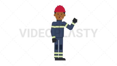 Black Male Firefighter Fever Stock Animation