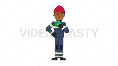 Black Male Firefighter Holding Cash Stock Animation