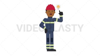Black Male Firefighter Idea Stock Animation