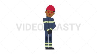 Black Male Firefighter In Love Stock Animation