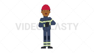 Black Male Firefighter Laughing Stock Animation