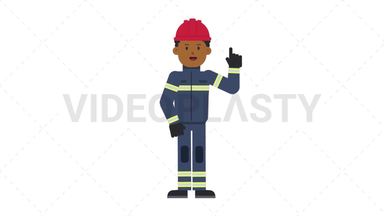 Black Male Firefighter Pointing Above Stock Animation
