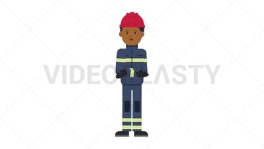 Black Male Firefighter Sad Stock Animation