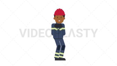 Black Male Firefighter Scared Stock Animation
