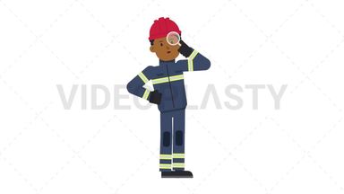 Black Male Firefighter Searching with a Magnifying Glass Stock Animation