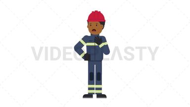 Black Male Firefighter Shortness of Breath Stock Animation