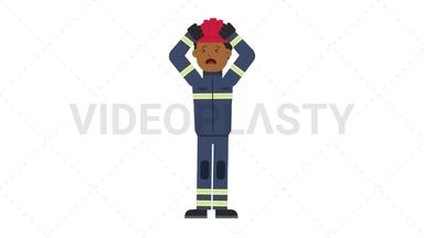 Black Male Firefighter Stressed Stock Animation