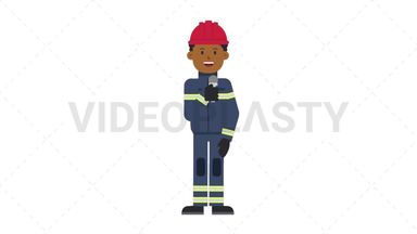 Black Male Firefighter Talking on Microphone Stock Animation