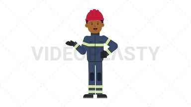Black Male Firefighter Talking Stock Animation