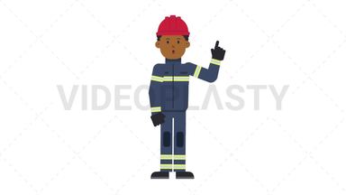 Black Male Firefighter Thinking Stock Animation