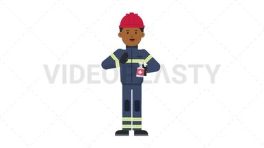 Black Male Firefighter Using Disinfectant Spray Stock Animation