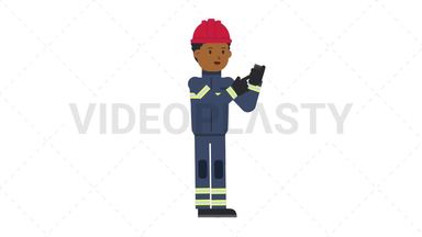 Black Male Firefighter Using Phone Stock Animation