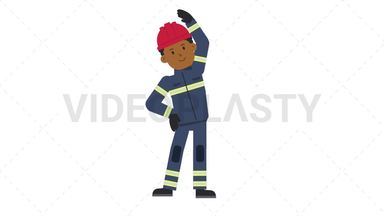 Black Male Firefighter Warmup Exercise Stock Animation