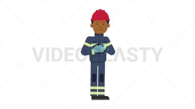 Black Male Firefighter Washing Hands Stock Animation