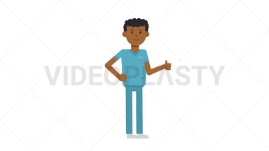 Black Male Nurse Approve Stock Animation