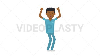 Black Male Nurse Cheer Stock Animation