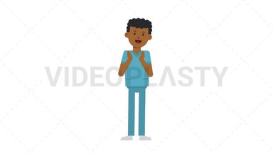 Black Male Nurse Clapping Stock Animation