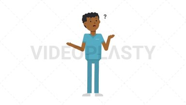 Black Male Nurse Confused Stock Animation