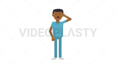Black Male Nurse Crying Stock Animation