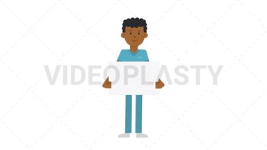 Black Male Nurse Holding Poster Stock Animation
