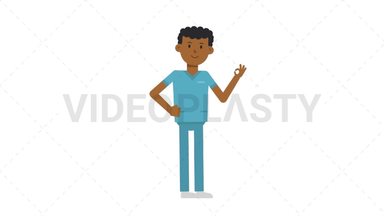 Black Male Nurse Ok Stock Animation