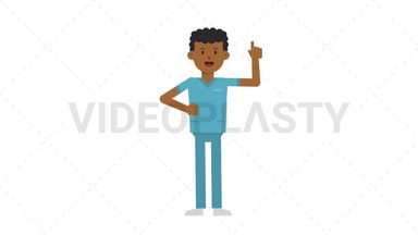 Black Male Nurse Pointing Above Stock Animation