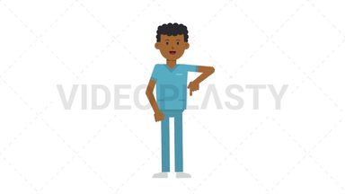 Black Male Nurse Pointing Below Stock Animation