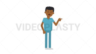 Black Male Nurse Pointing Right Stock Animation