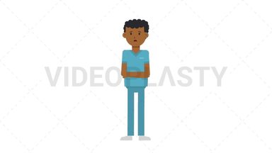 Black Male Nurse Sad Stock Animation