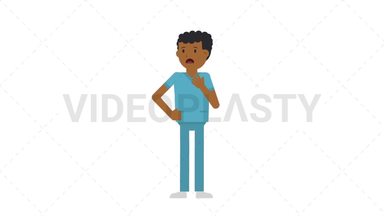 Black Male Nurse Shortness of Breath Stock Animation