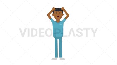 Black Male Nurse Stressed Stock Animation