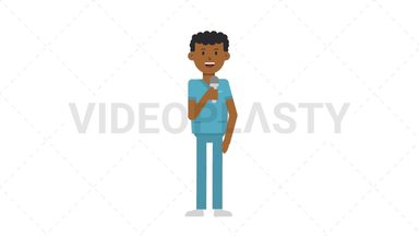 Black Male Nurse Talking on Microphone Stock Animation
