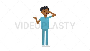Black Male Nurse Talking on the Phone Angry Stock Animation