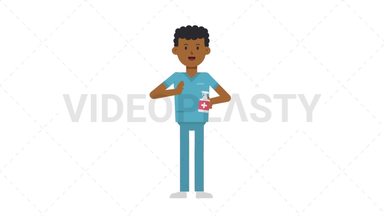 Black Male Nurse Using Disinfectant Spray Stock Animation