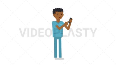 Black Male Nurse Using Phone Stock Animation