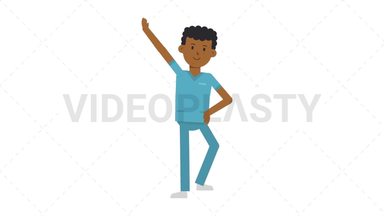 Black Male Nurse Warmup Exercise Stock Animation
